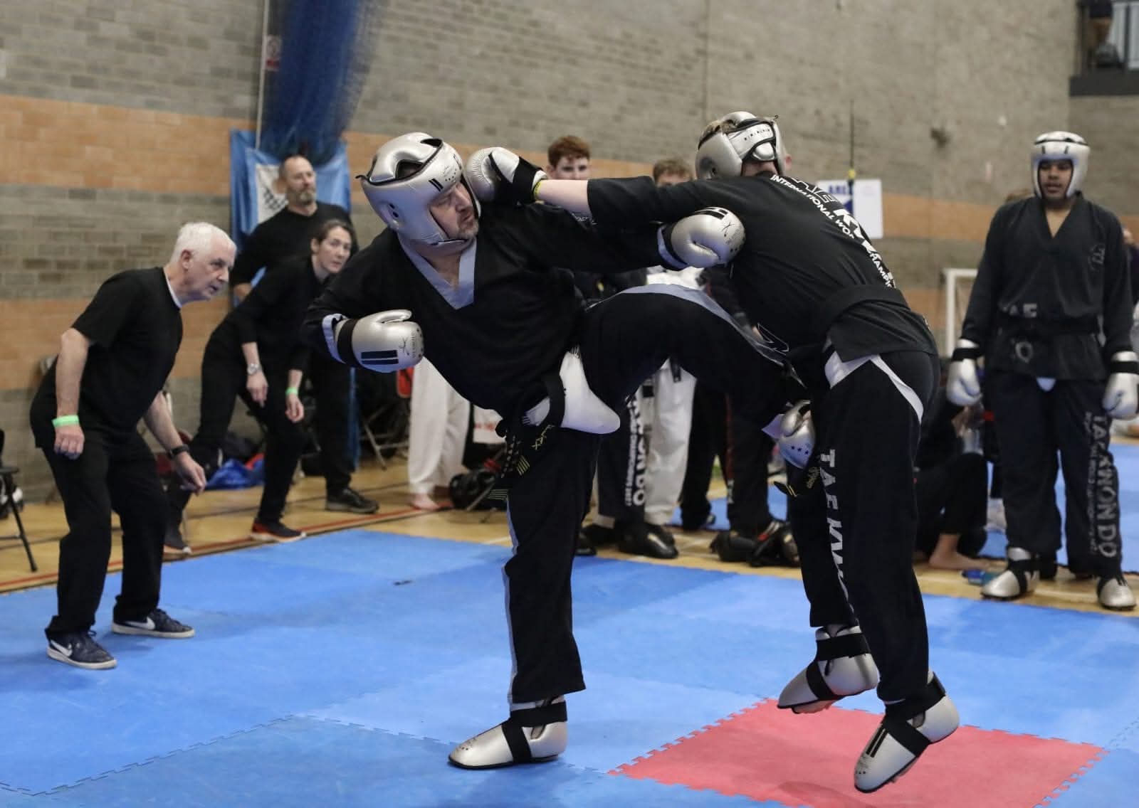 Jake sparring in his black competition dobok