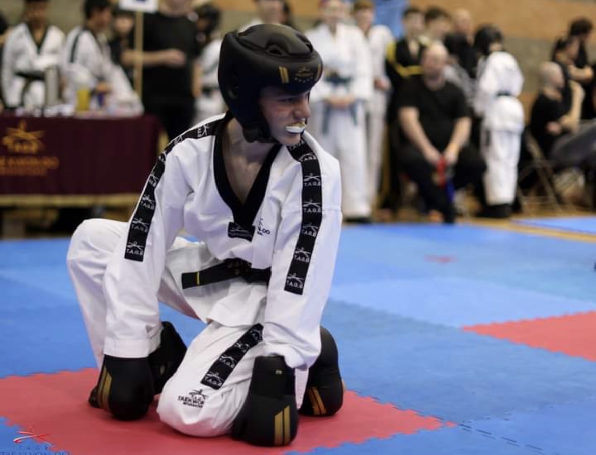 Lucas Foster showing grit and determination during a sparring bout